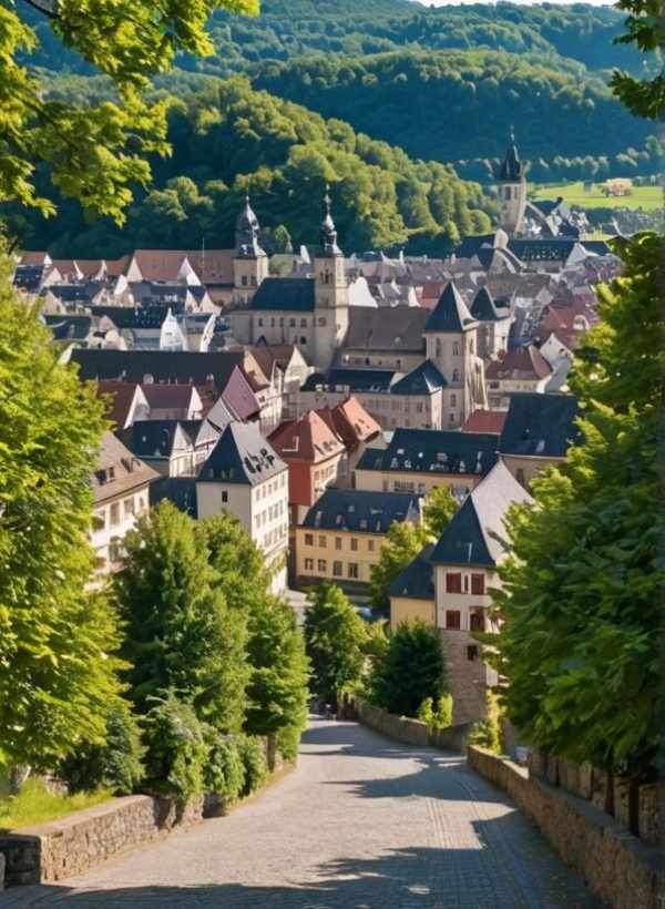 long office hallway tunnel view with gall doors on the sides